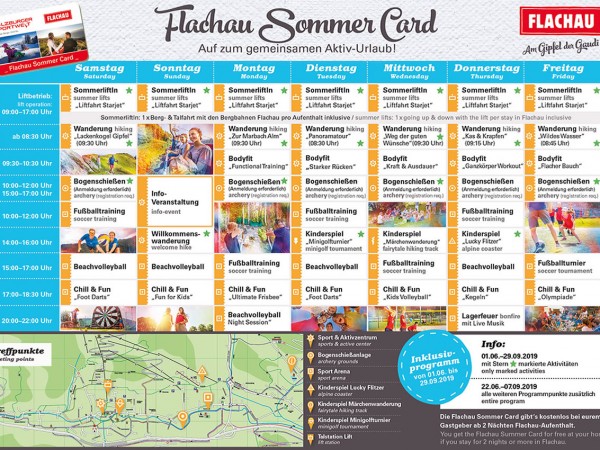 Wochenprogramm der Flachau Sommer Card 2019